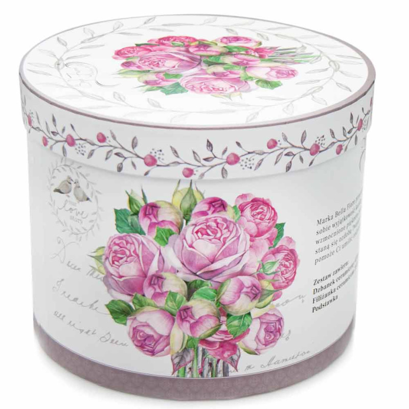 Dzbanek z filiżanką zestaw imbryk do zaparzania z fliliżanką w róże Bella Fiore Tragar 40560