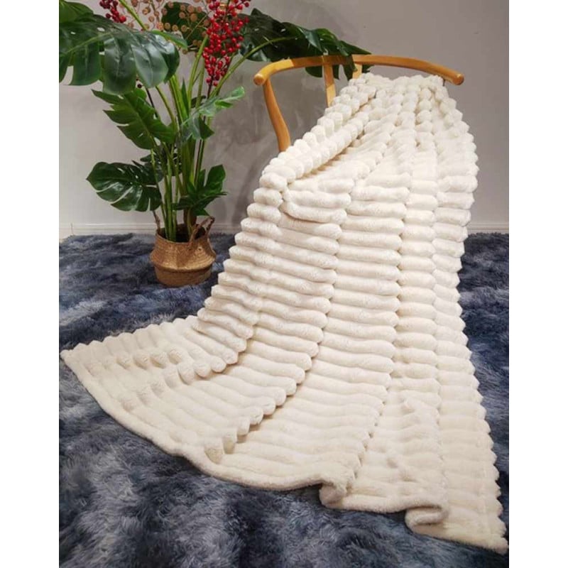 Koc biały 160x200 cm mikrofibra Cotton World miękki ciepły pled narzuta na łóżko