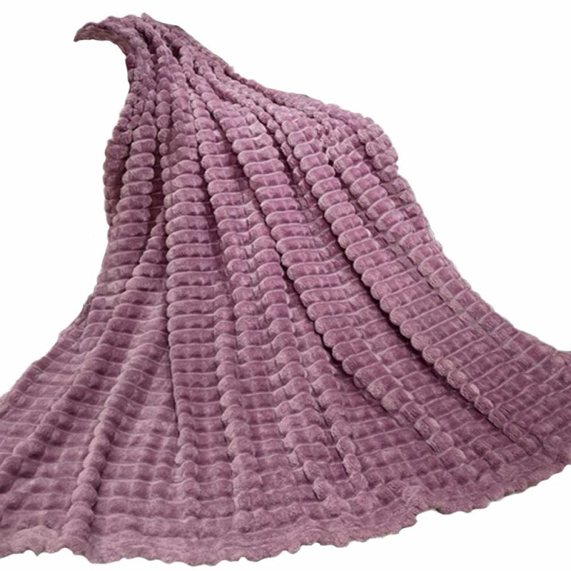 Koc fioletowy 200x220 cm mikrofibra Cotton World miękki ciepły pled narzuta na łóżko
