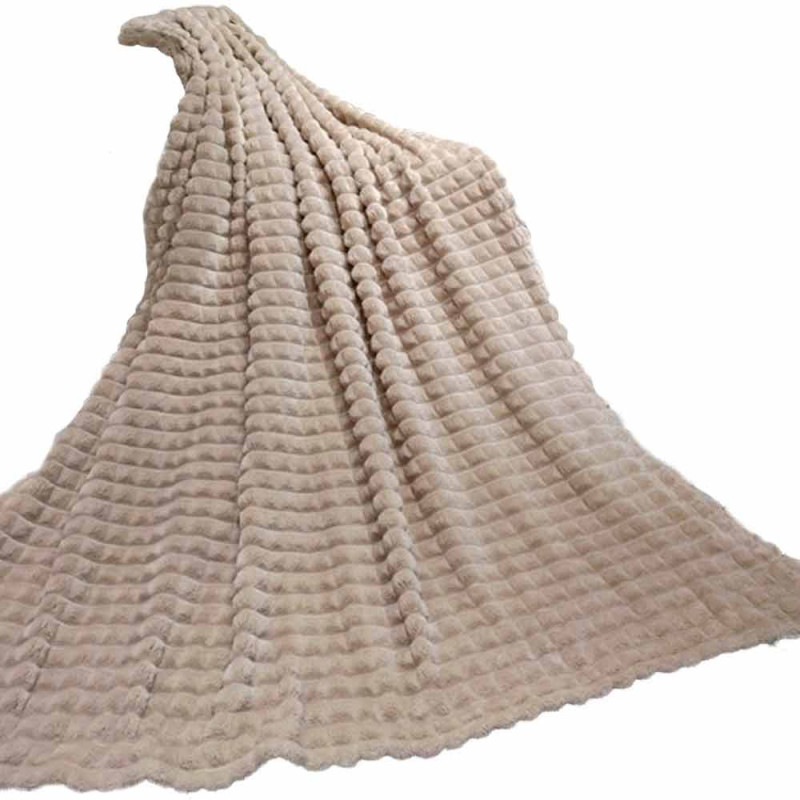 Koc beżowy 200x220 cm mikrofibra Cotton World miękki ciepły pled narzuta na łóżko
