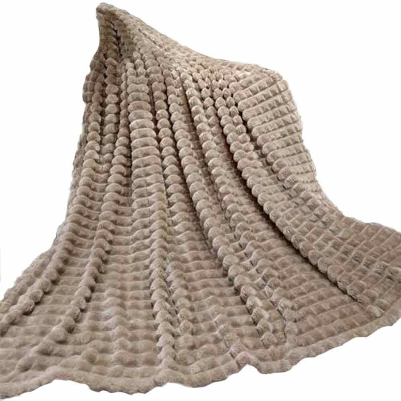 Koc jasny brąz 160x200 cm mikrofibra Cotton World miękki ciepły pled narzuta na łóżko