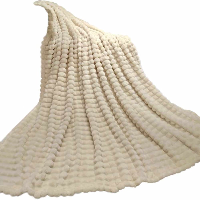 Koc biały 160x200 cm mikrofibra Cotton World miękki ciepły pled narzuta na łóżko