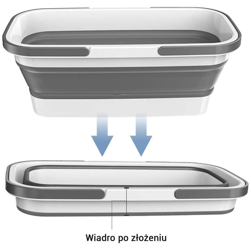 Wiadro składane prostokątne 55x25 cm kosz plastikowy Krisberg