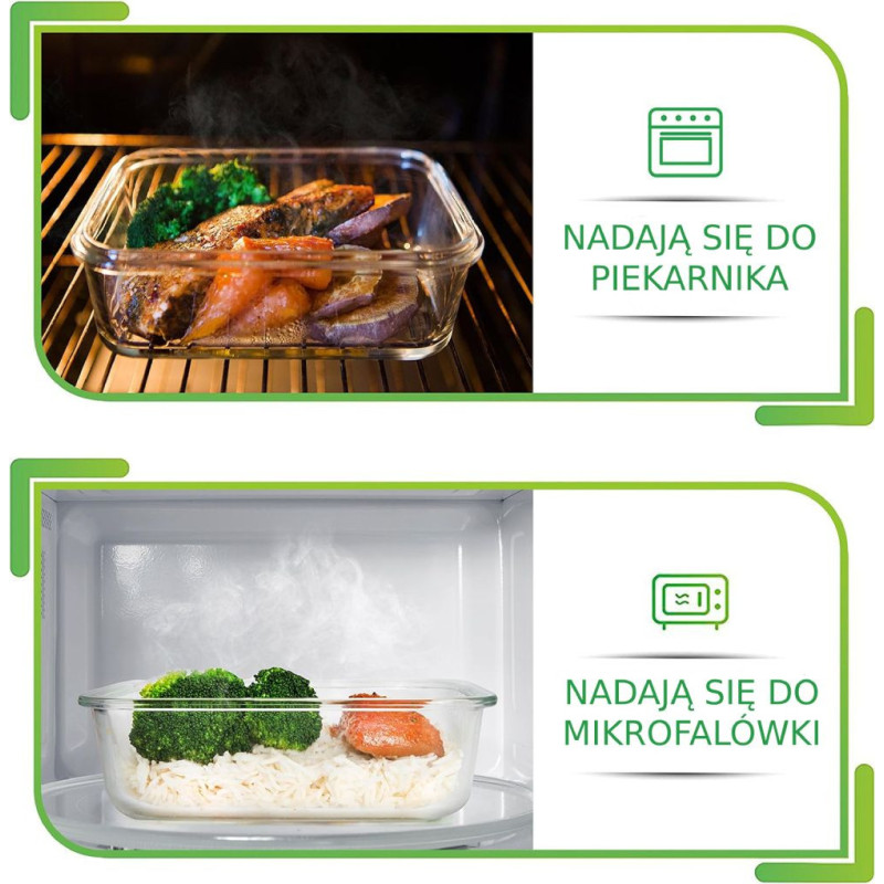 Zestaw 3 pojemników szklanych lunchbox MG Home Cucina 1500