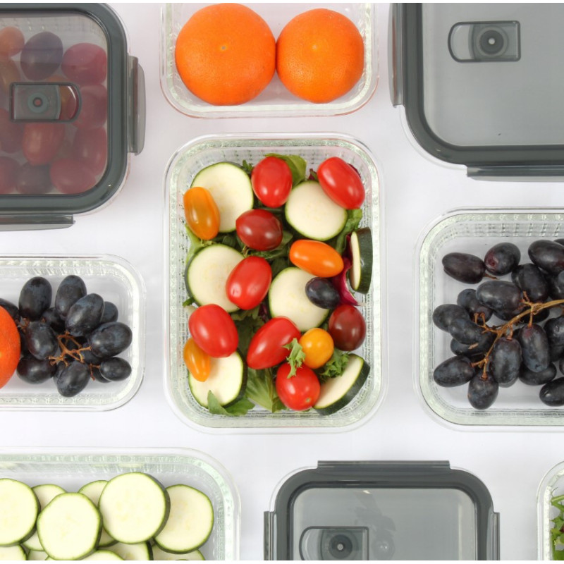 Zestaw 3 pojemników szklanych lunchbox MG Home Cucina 1500/1000/400 ml żaroodporne