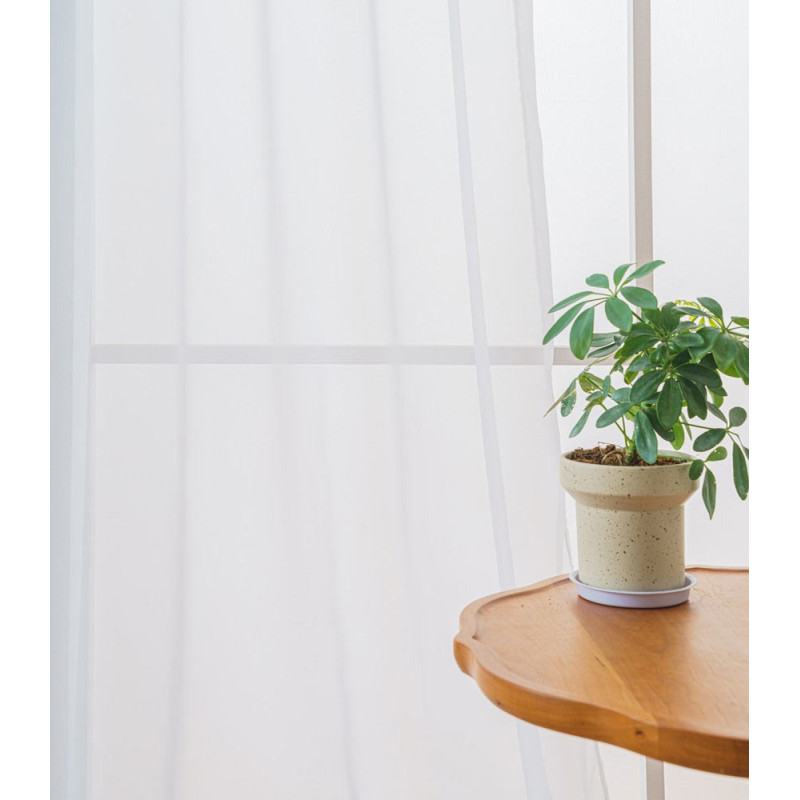 Firana biała gładka 145x250 na taśmie Cotton World