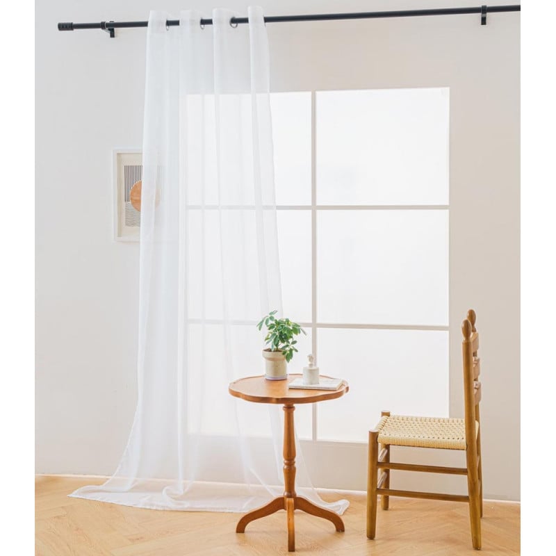 Firana biała gładka 200x250 cm na przelotkach kółkach Cotton World