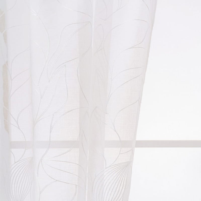 Firana biała z haftem 145x270 cm taśma Cotton World