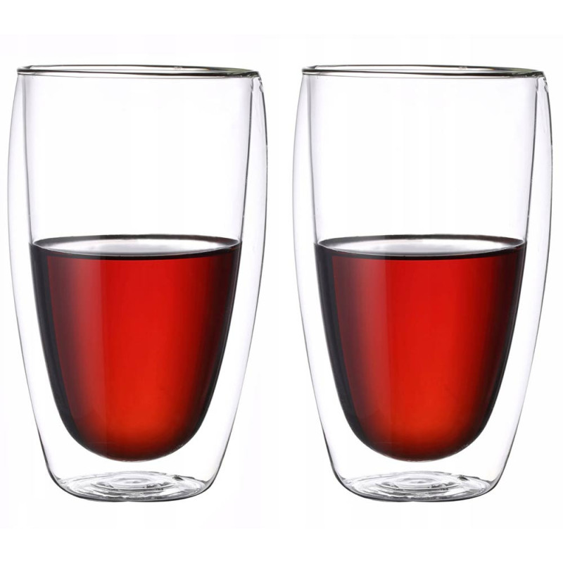 Szklanki termiczne do kawy latte 450 ml komplet 2 sztuk z podwójnymi ściankami wysokie Kamille 9003