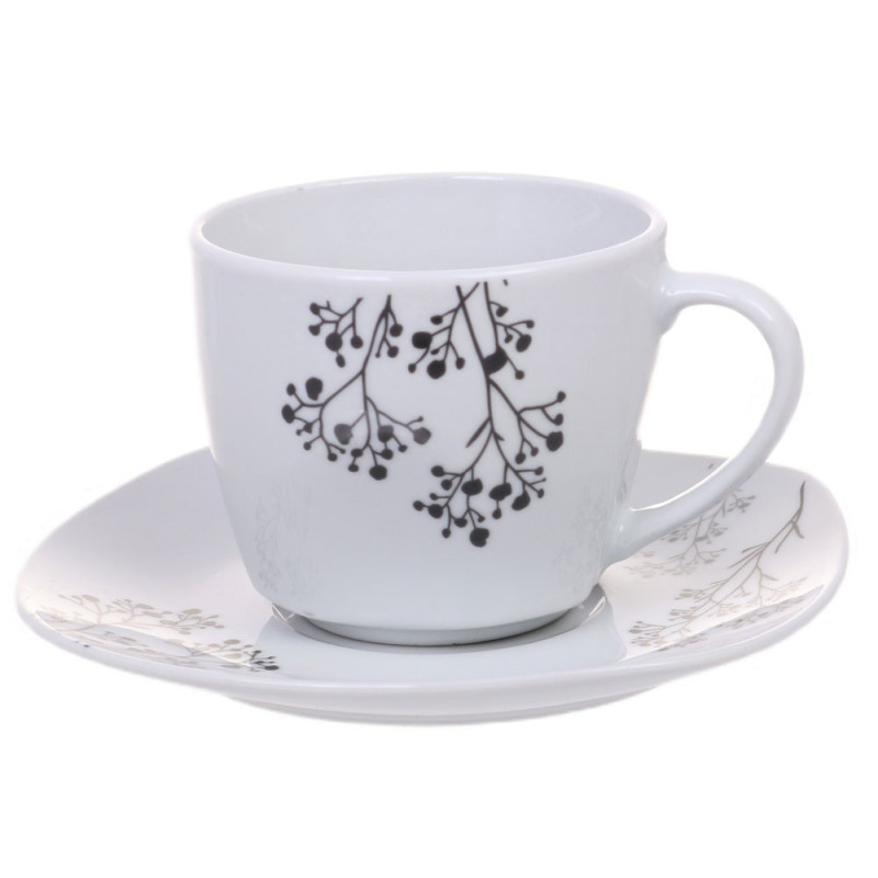 Serwis obiadowy porcelana 38 elementów komplet na 6 osób biały z serwisem kawowym + dodatki Violet VC 229