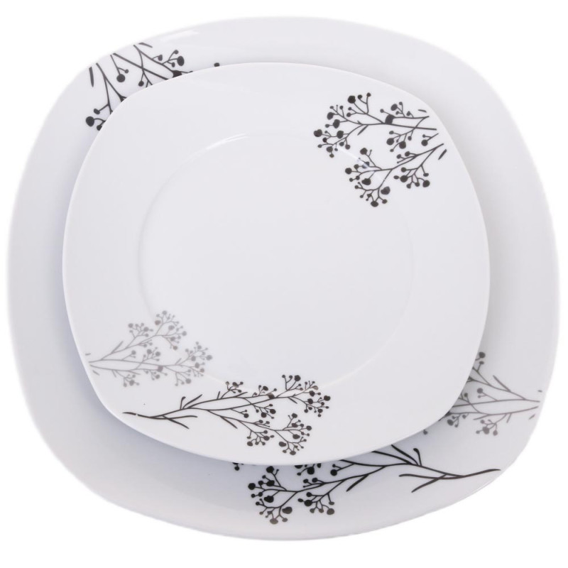 Serwis obiadowy porcelana 38 elementów komplet na 6 osób biały z serwisem kawowym + dodatki Violet VC 229