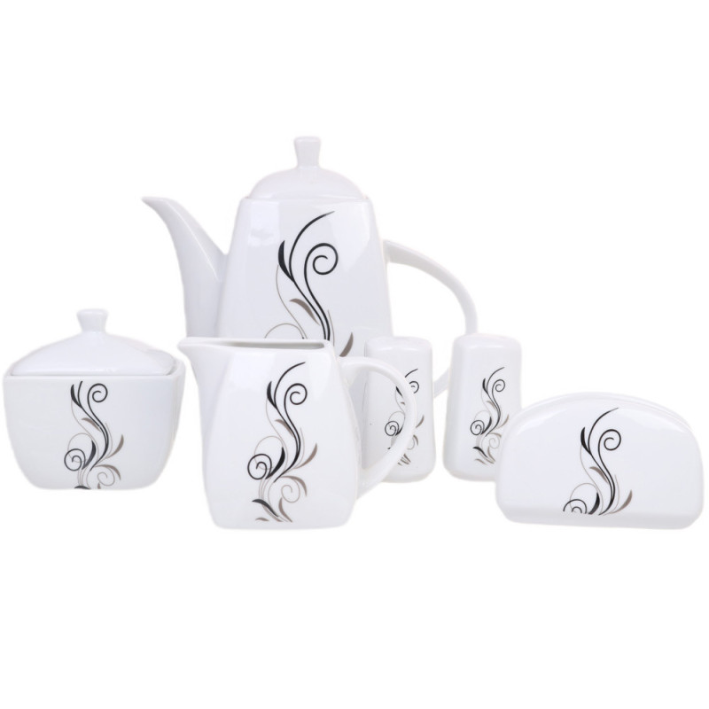 Serwis obiadowy porcelana 38 elementów komplet na 6 osób biały z serwisem kawowym + dodatki Violet VC 442