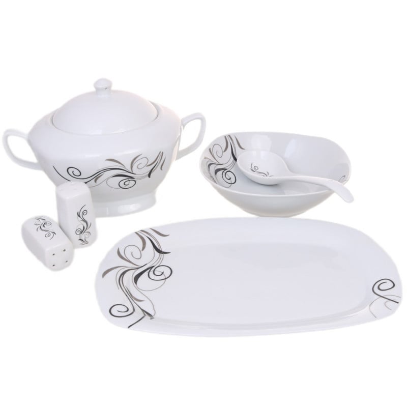 Serwis obiadowy porcelana 43 elementy komplet na 12 osób biały + dodatki Violet VC 442