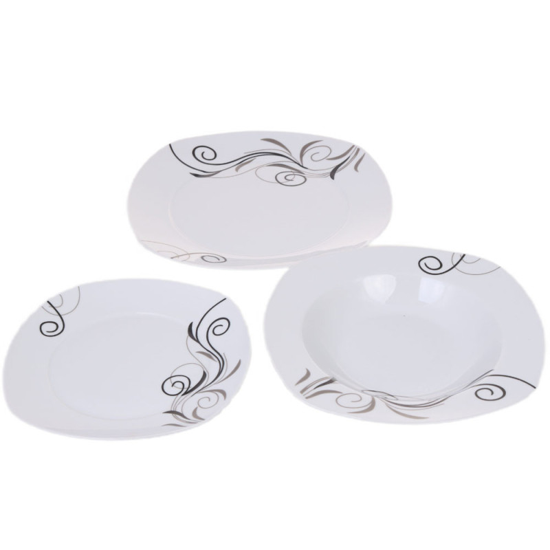 Serwis obiadowy porcelana 18 elementów komplet na 6 osób biały Violet VC 442