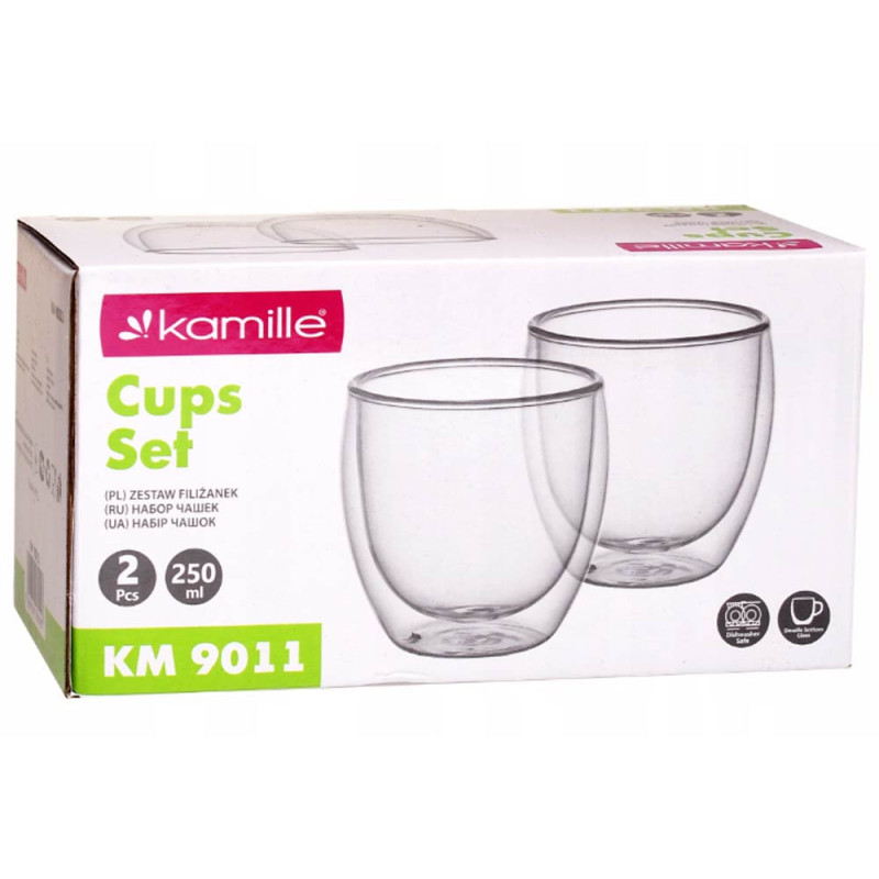 Szklanki termiczne 250 ml komplet 2 sztuk z podwójnymi ściankami Kamille 9011