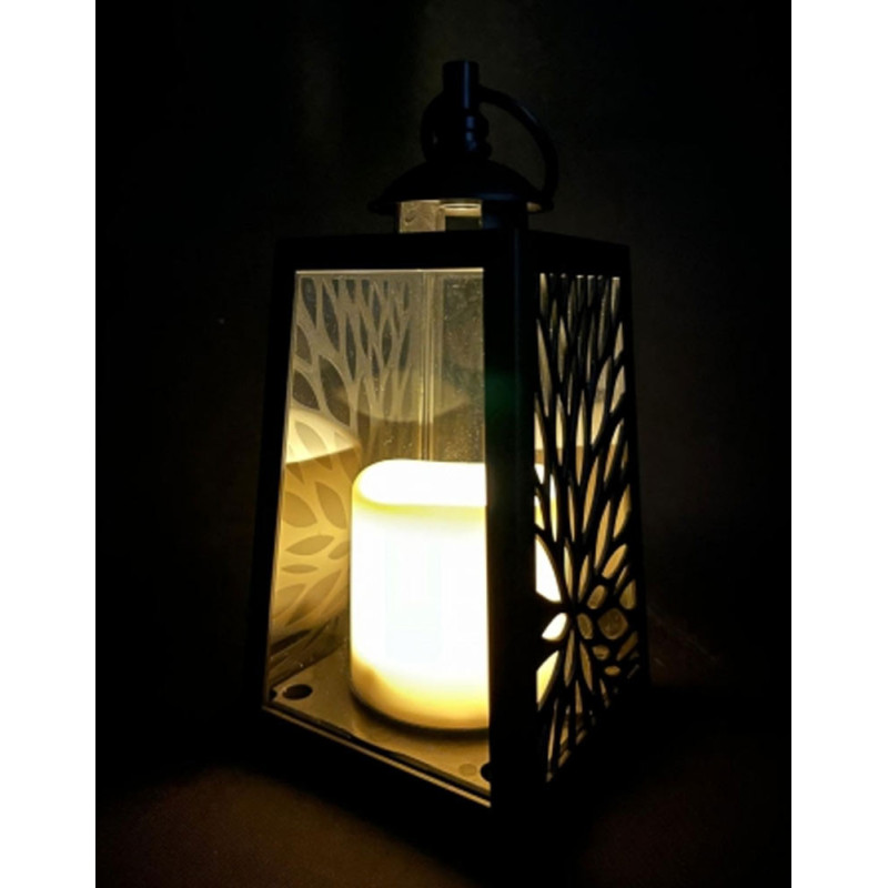 Lampion dekoracyjny z przeszklonymi ściankami 10x10x19 cm latarenka ażurowa mała znicz Sandstone Cortina