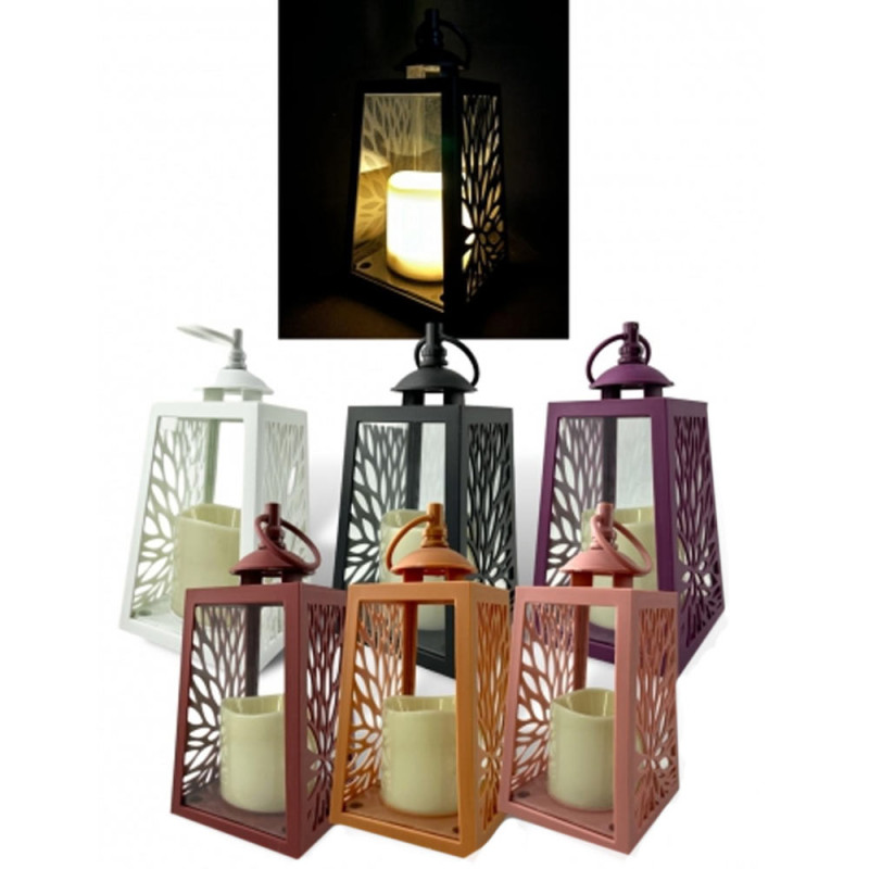 Lampion dekoracyjny z przeszklonymi ściankami 10x10x19 cm latarenka ażurowa mała znicz Sandstone Cortina