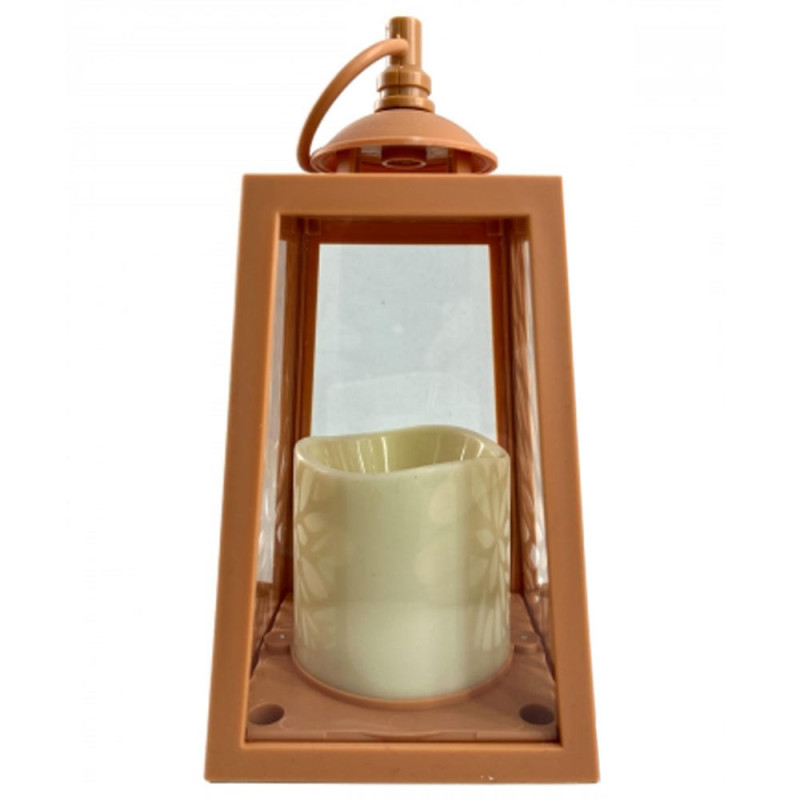 Lampion dekoracyjny z przeszklonymi ściankami 10x10x19 cm latarenka ażurowa mała znicz Sandstone Cortina