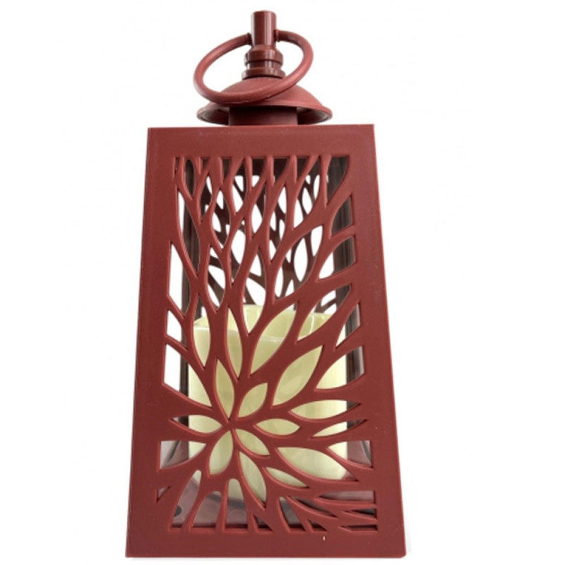 Lampion dekoracyjny z przeszklonymi ściankami 10x10x19 cm latarenka ażurowa mała znicz Fired Brick Cortina