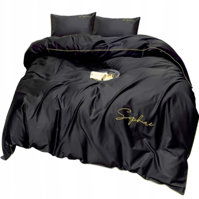 Pościel haftowana 140x200 mikrofibra Cotton World komplet 2 części 2605 czarna