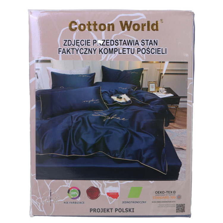 Pościel haftowana 200x220 mikrofibra Cotton World 3 części 2599 granat