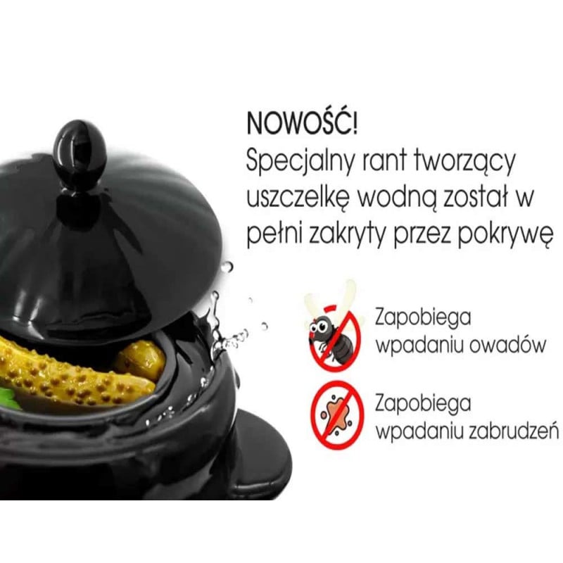Beczka kamionkowa 4 litry hermetyczna do kiszenia ogórków kapusty czarna Bella Fiore