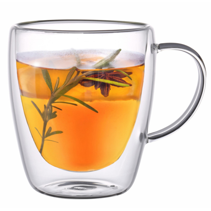 Szklanki termiczne z białym uchem Dolce 300 ml do kawy latte komplet 2 szt MGHOME