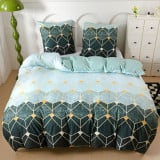 Pościel 140x200 bawełna satynowa dwustronna GierekHoff gruba 2 części GH 3015 zielona w heksy