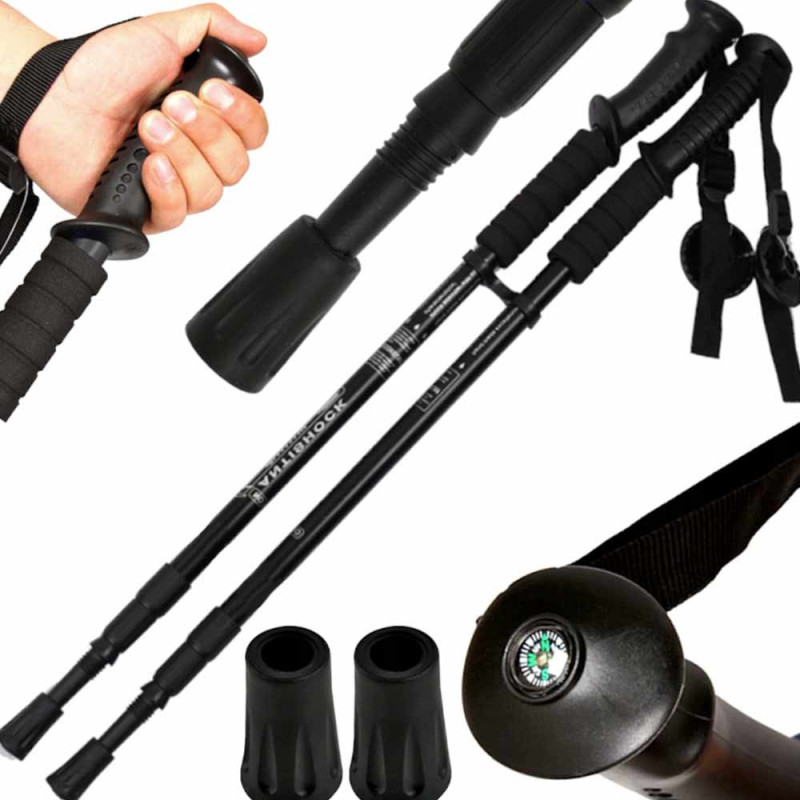Kijki do chodzenia Nordic Walking komplet 2 sztuki kije składane z kompasem Edenberg EB 1059