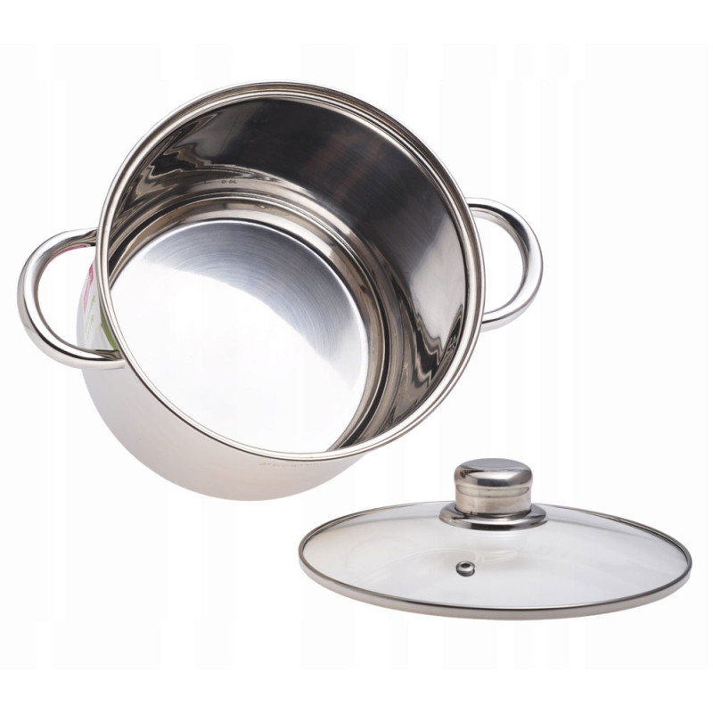 Garnek stalowy 4.5 L z pokrywką 20 cm nierdzewny Kamille 5401 indukcja gaz