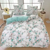 Pościel 160x200 bawełna satynowa dwustronna  GierekHoff gruba 3 części GH 3021 zielone róże