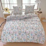 Pościel 140x200 bawełna satynowa dwustronna  GierekHoff gruba 2 części GH 3023 kwiatki na szarym tle