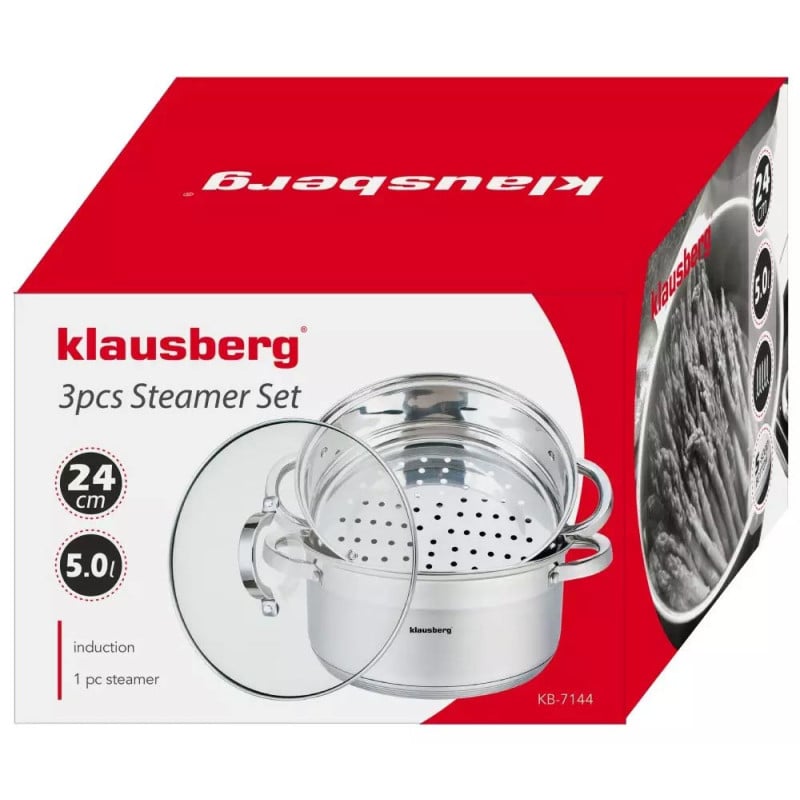 Garnek Klausberg KB 7144 24 cm garnki do gotowania na parze 5L PAROWAR