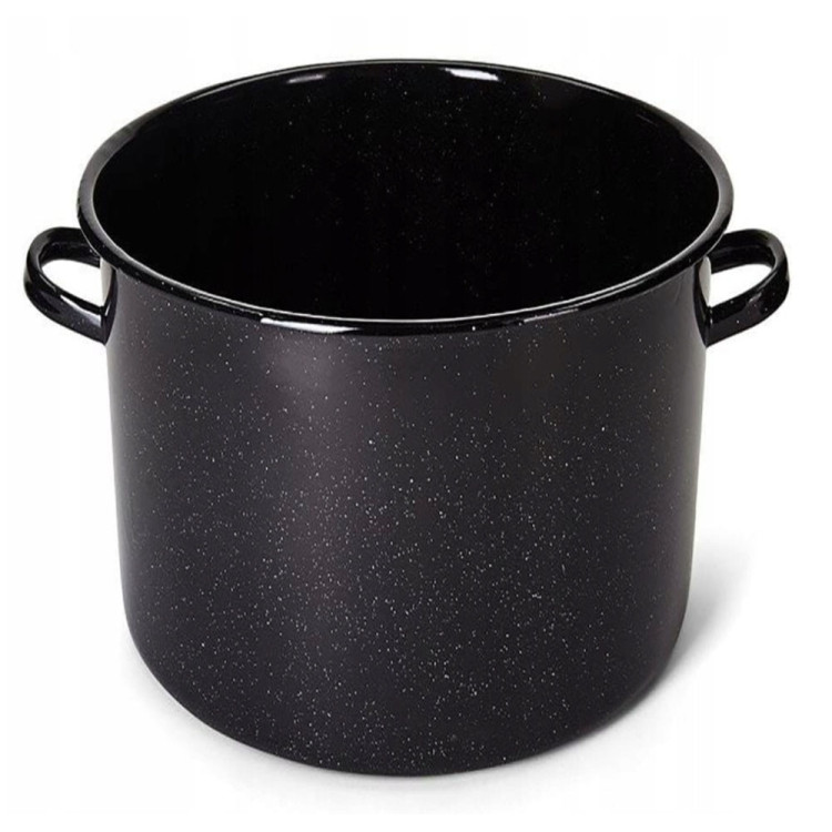 Garnek emaliowany czarny 15 L prosty duży kociołek z pokrywką 32 cm powidlak bigos Florina 0G 1502 indukcja gaz