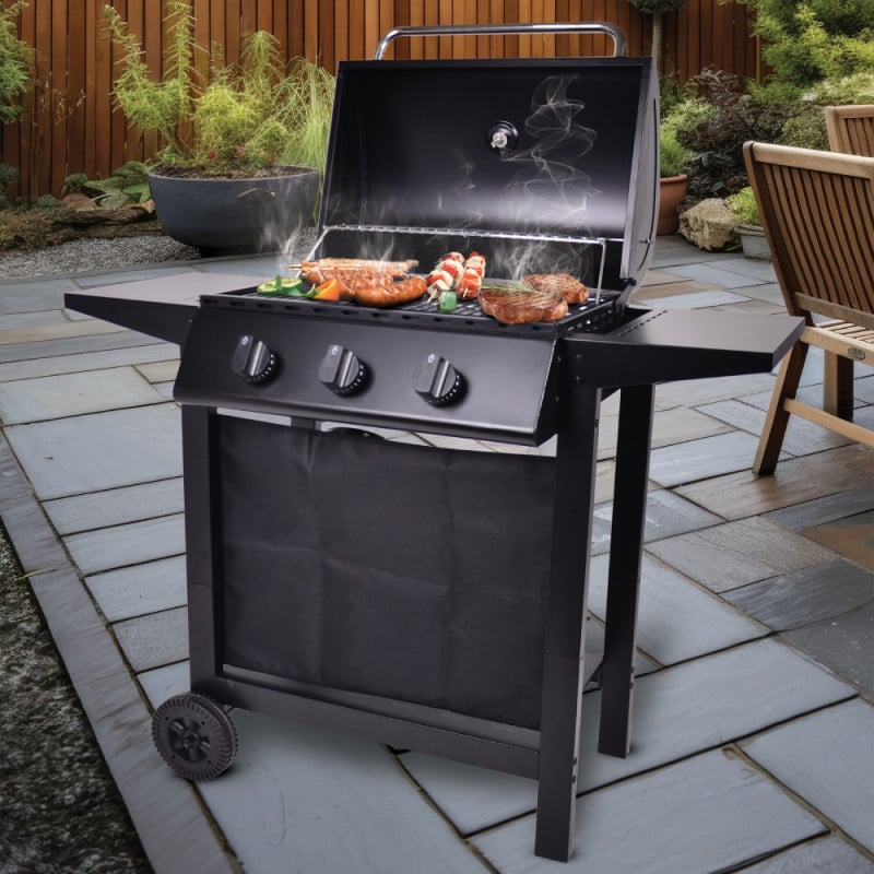 Grill gazowy ogrodowy 3-palnikowy 7.05 kW mocny MG Home stalowy ruszt