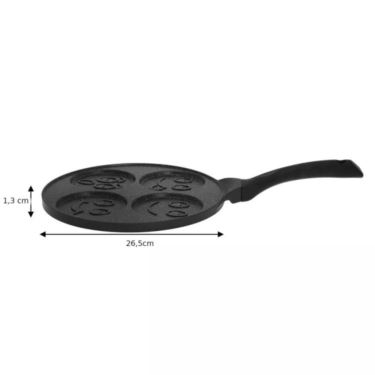 Patelnia do naleśników 26cm czarna powłoka marmurowa z buźkami Krisberg KR 5118
