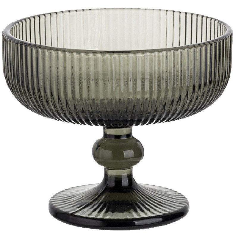 Pucharki do lodów ryflowane Florina Vacanza Grey 310 ml szklane zestaw 6 sztuk