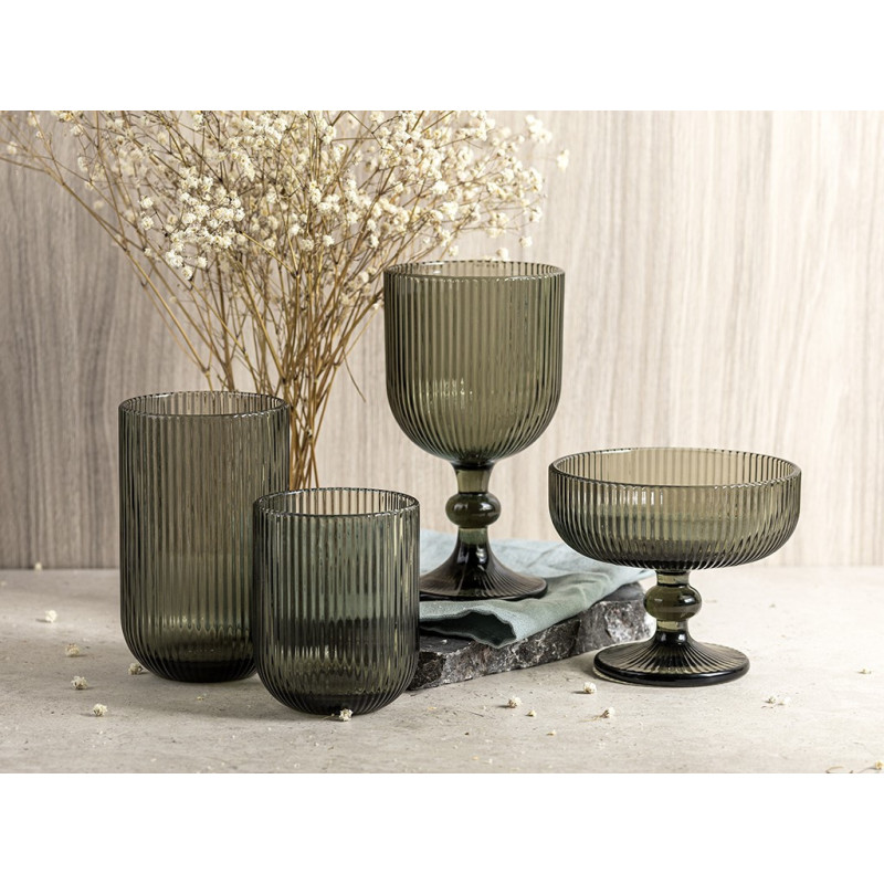 Pucharki do lodów ryflowane Florina Vacanza Grey 310 ml szklane zestaw 6 sztuk