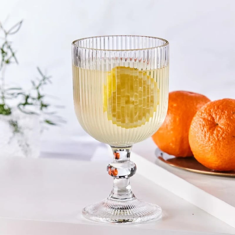 Kielich do wody szklanki ryflowane Florina Vacanza 370 ml szklane zestaw 6 sztuk