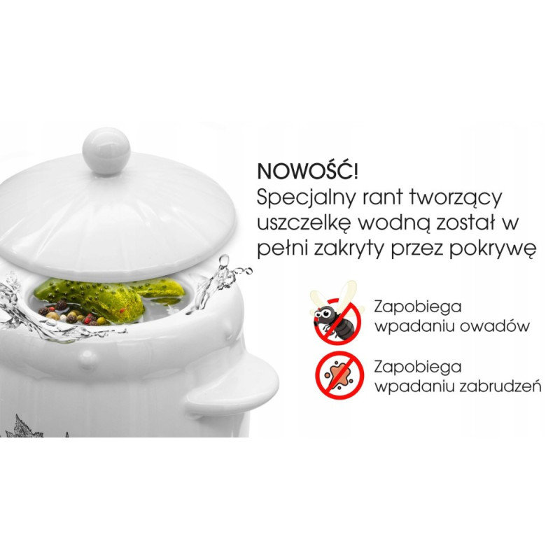 Beczka kamionkowa 6 litrów hermetyczna do kiszenia ogórków kapusty biała Bella Fiore 41637