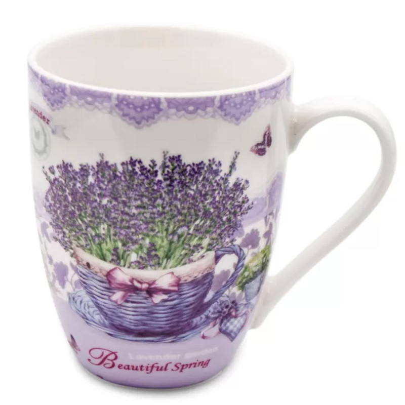 Kubek 340 ml porcelana biały lawenda Bella Fiore Tragar 40565