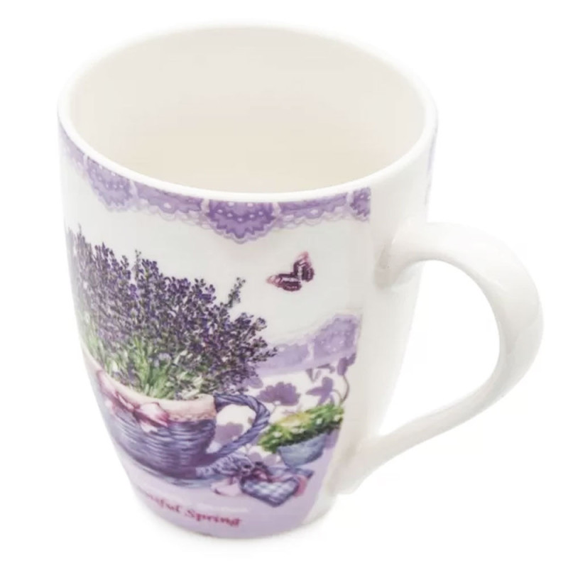 Kubek 340 ml porcelana biały lawenda Bella Fiore Tragar 40565