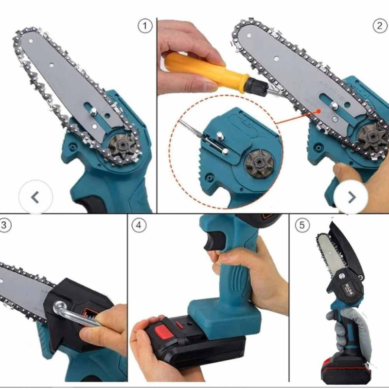 Mini piła akumulatorowa 48V pilarka elektryczna bezprzewodowa 6"/8" walizka Krischner KR 9954