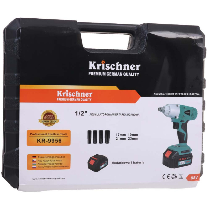 Akumulatorowa wkrętarka udarowa zestaw klucz udarowy 1/2" Krischner KR 9956