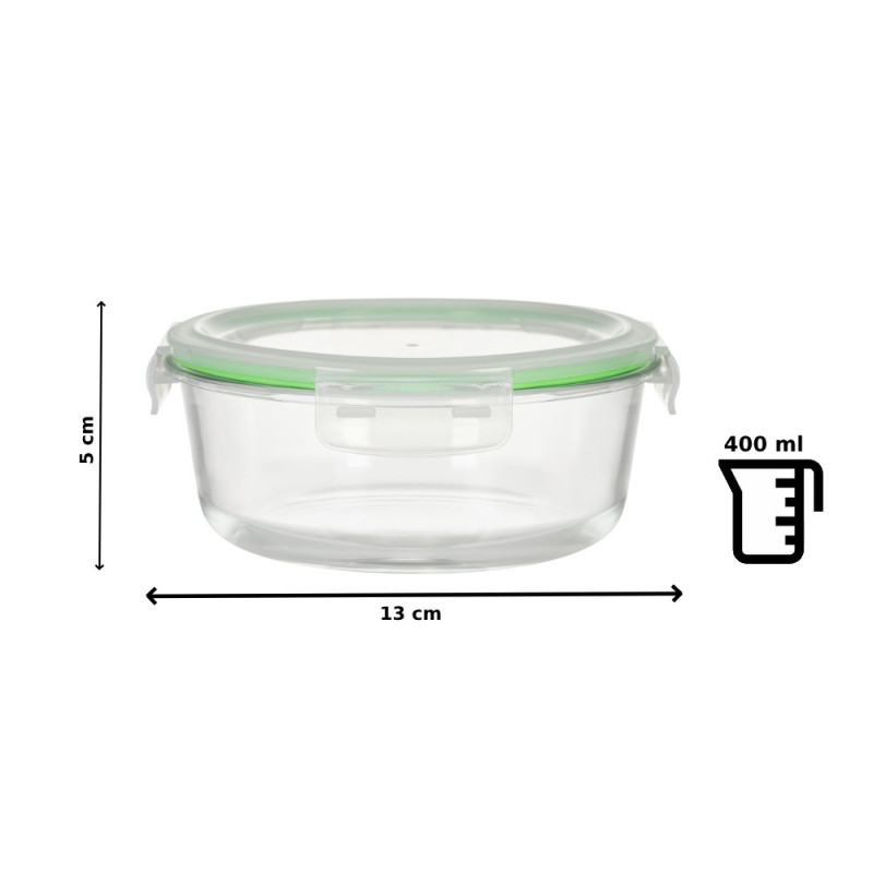 Pojemniki szklane okrągłe lunchbox GierekHoff Corio GH 1101 zestaw 3 sztuki żaroodporne hermetyczne 1200/950/400 ml