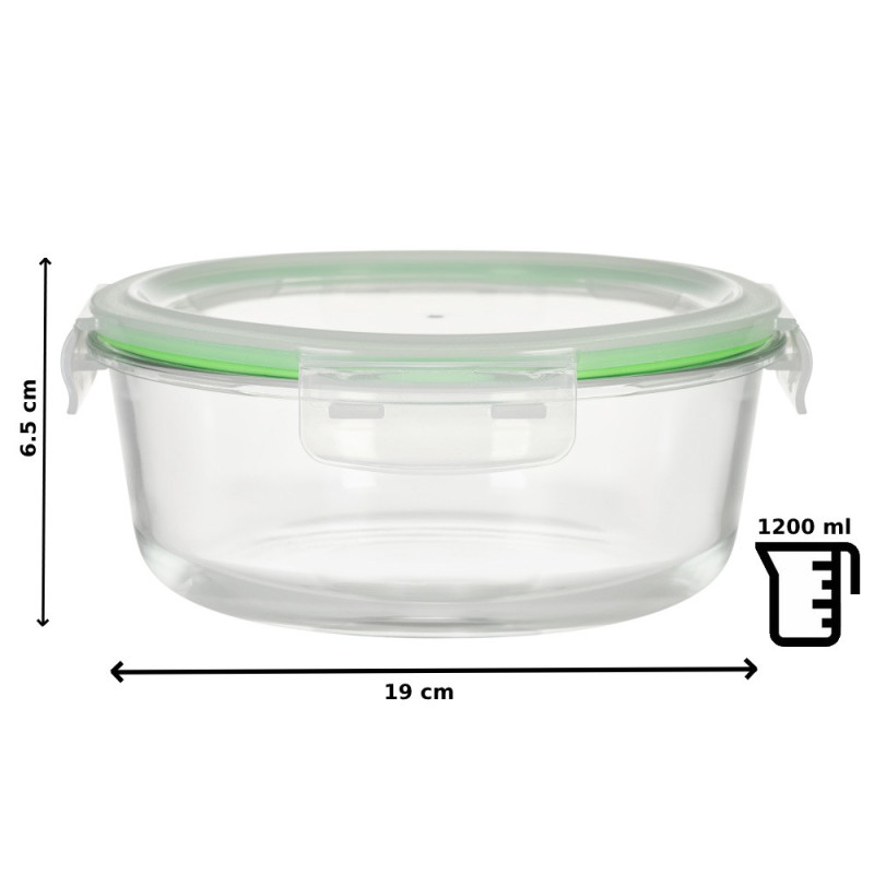 Pojemniki szklane okrągłe lunchbox GierekHoff Corio GH 1101 zestaw 3 sztuki żaroodporne hermetyczne 1200/950/400 ml