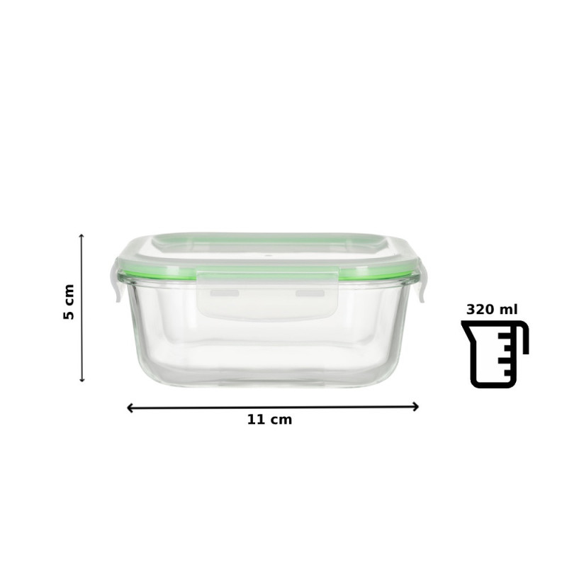 Pojemniki szklane kwadratowe lunchbox GierekHoff Corio GH 1102 zestaw 3 sztuki żaroodporne hermetyczne 1200/800/320 ml