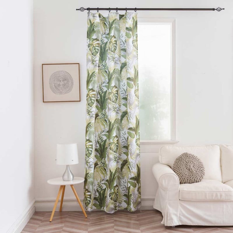 Zasłona półzaciemniająca na taśmie gruba 140x250 cm liście zielone ZSN-T-09