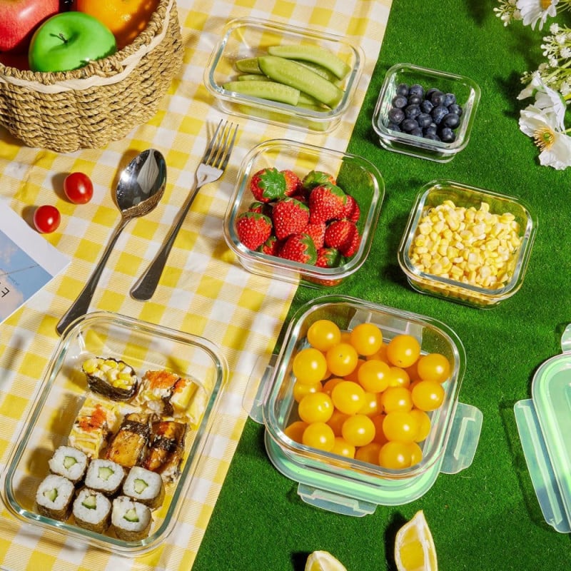 Pojemniki szklane zestaw 10 sztuk lunchbox GierekHoff Corio żaroodporne hermetyczne