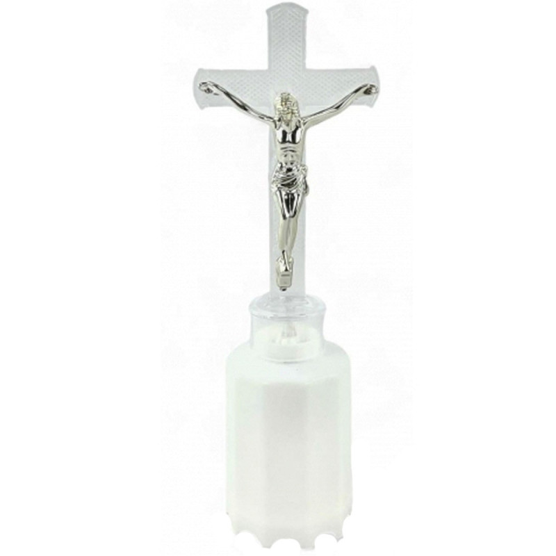 Wkład LED do znicza figurka krzyża 18 cm niebieskie światło
